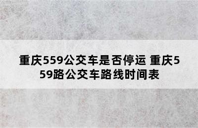 重庆559公交车是否停运 重庆559路公交车路线时间表